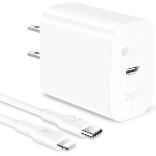 1Hora GAR154 20W Fast Charger + 1m USB-C to Lightning Cable – PD Quick Charge Adapter.